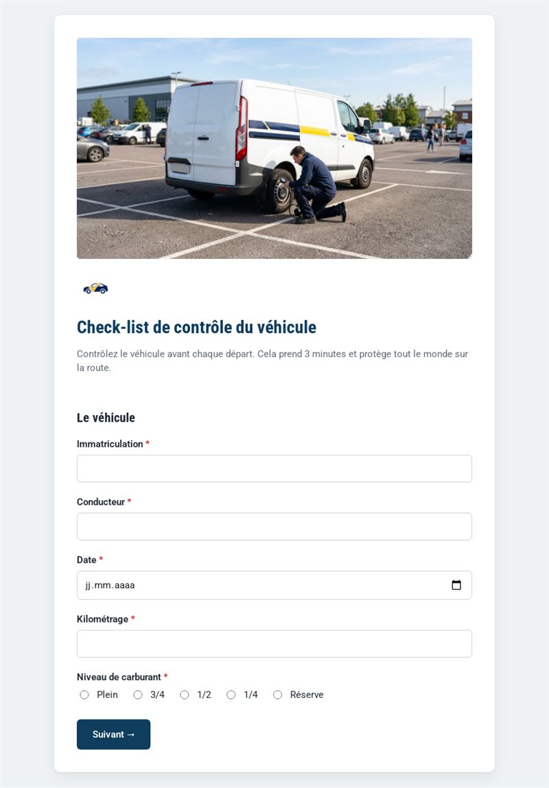 Check-list de contrôle du véhicule