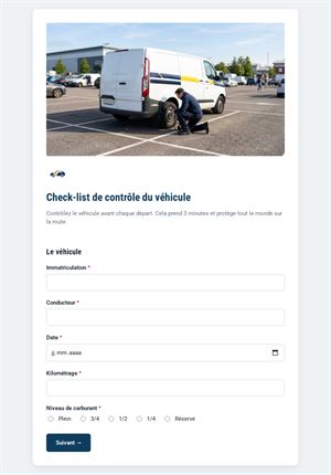 Check-list de contrôle du véhicule
