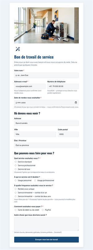 Ordre de travail service