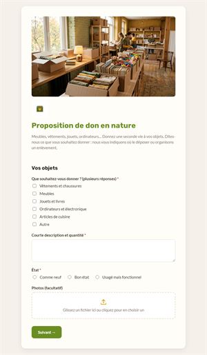 Proposition de don en nature