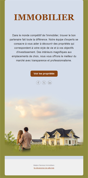 Email vert olive d'agence immobilière